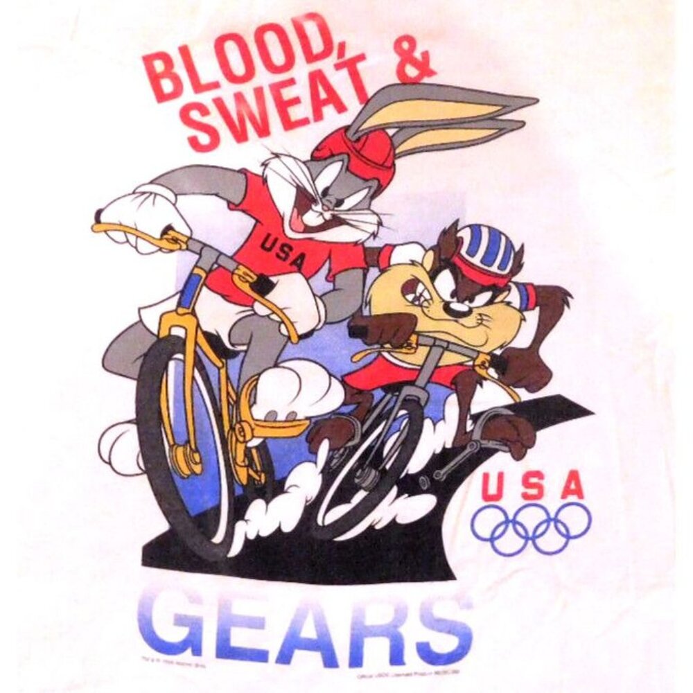 Vintage 1995 Looney Tunes Bugs Bunny Taz 96 Olympics T-Shirt 90s Adult Size XL